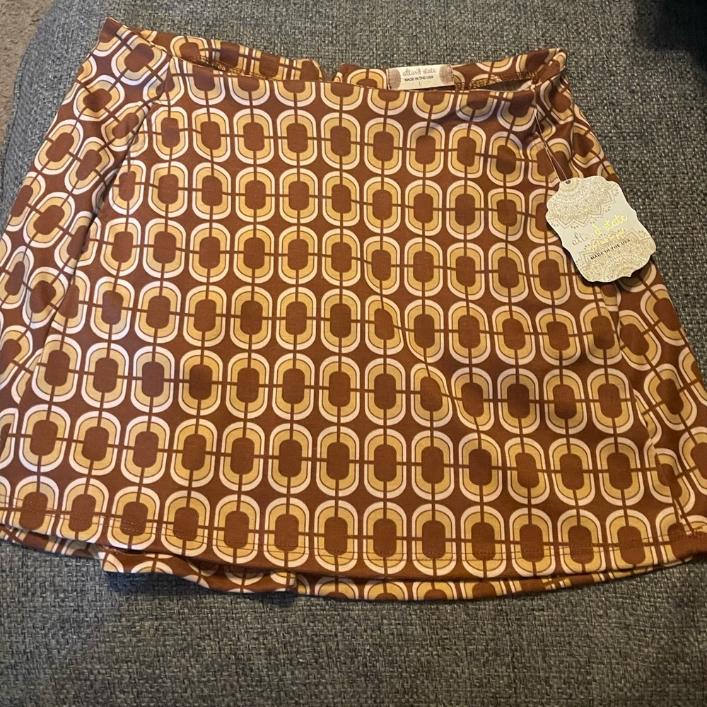 Altar'd State Brown Patterned Skater Skirt MCM